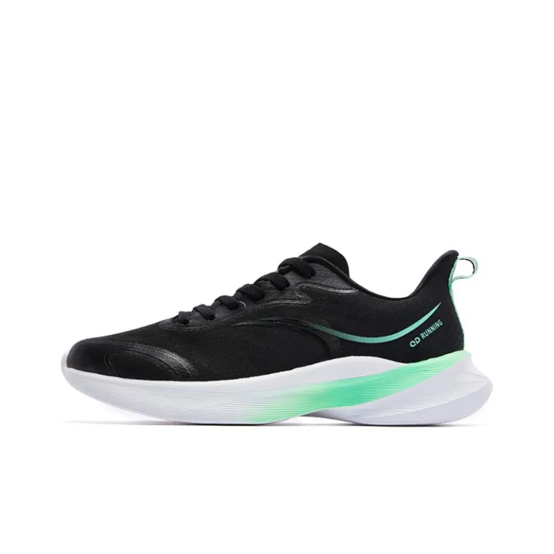 QIAODAN Slip Resistant, Abrasion Resistant, Lightweight Low Top Running Shoes Men's Black Green-0