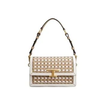 TOD'S T Timeless Leather Handbag Shoulder Bag Mini Women's White/Khaki