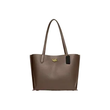 COACH Willow Cow Leather Tote Bag, Shopping Bag, Handbag, Shoulder Bag Women's Dark Lime Gray