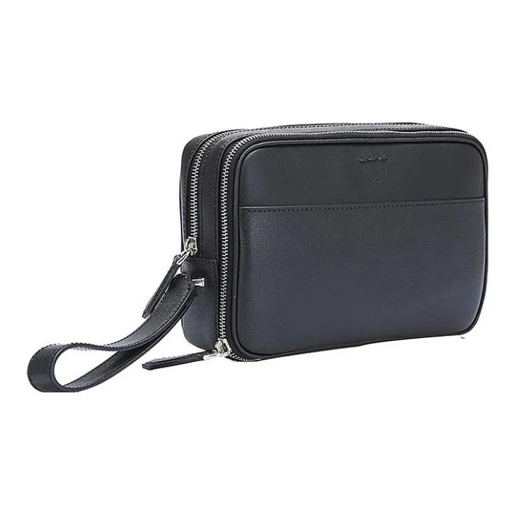 FENDI Cow Leather Clutch Regular Men's Black-1