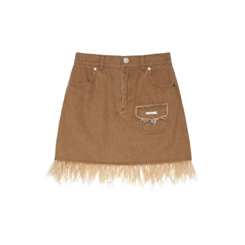 MAMC Casual Short Skirts Women's Khaki-1