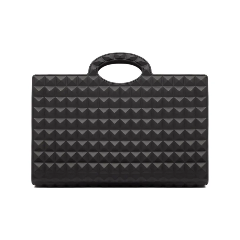 Valentino GARAVANI Rubber Tote Bag Shopping Bag Shoulder Bag Crossbody Bag Handbag Men's Black-0