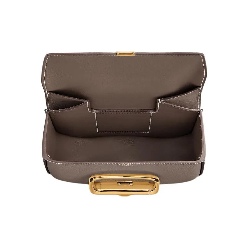HERMES DellaDella Cavalleria Epsom Calfskin Shoulder Bag, Crossbody Bag Mini Women's 18 Etoupe Elephant Gray-3
