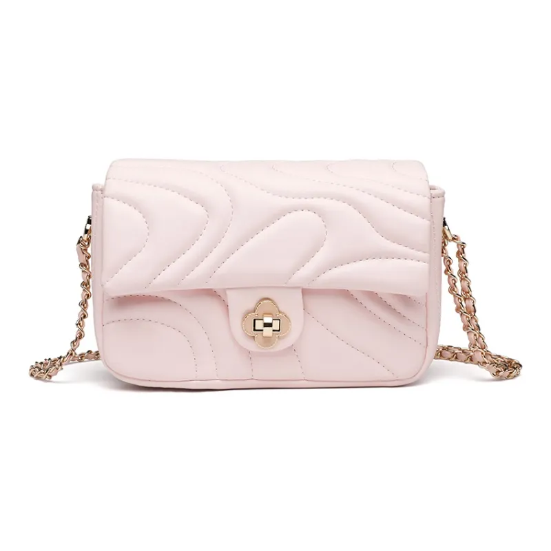 NOMK PU Chain Bag, Shoulder Bag, Crossbody Bag Women's Beige/Pink/Black-0