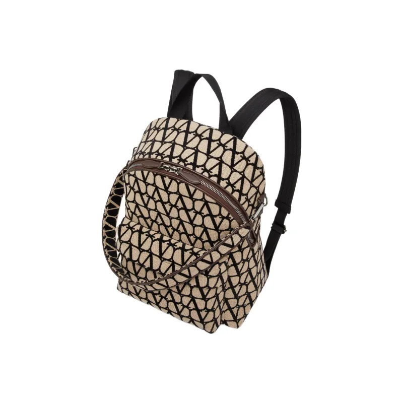 Valentino GARAVANI Leather Backpack Regular Men's Beige/Black-3