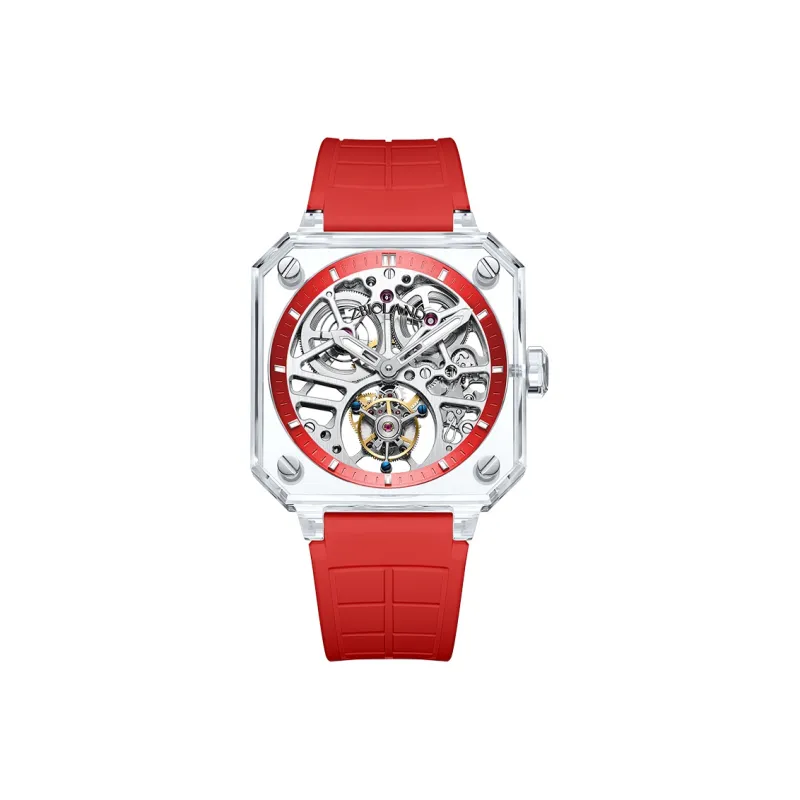 ZBIOLAND Automatic Mechanical Movement Rubber Strap Watch Unisex Cut-Out Dial ZBL8800-9