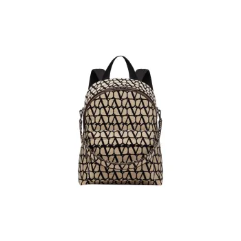 Valentino GARAVANI Leather Backpack Regular Men's Beige/Black