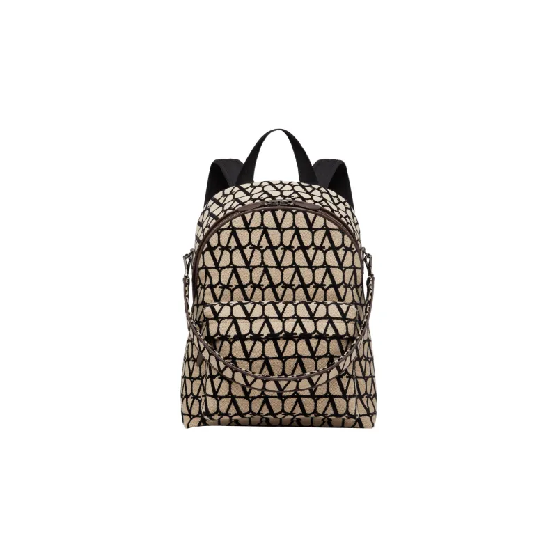 Valentino GARAVANI Leather Backpack Regular Men's Beige/Black-0