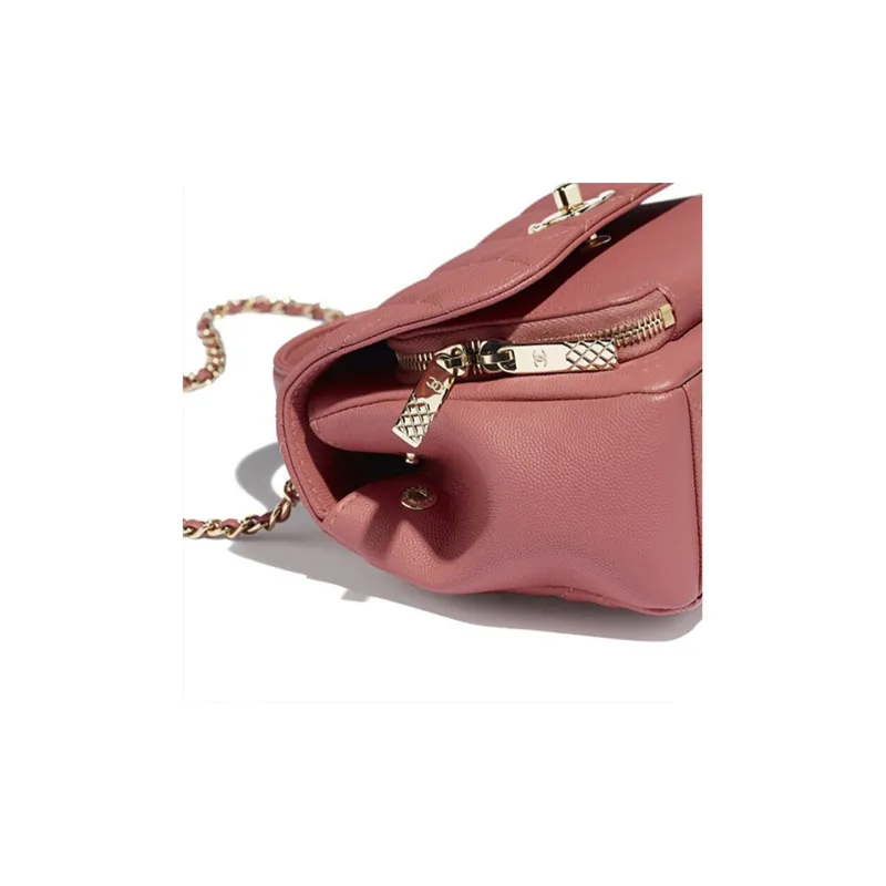 CHANEL Grain Calfskin & Metal Mini Square Flap Bag, Handbag, Shoulder Bag, Crossbody Bag Trumpets Women's Pink-3