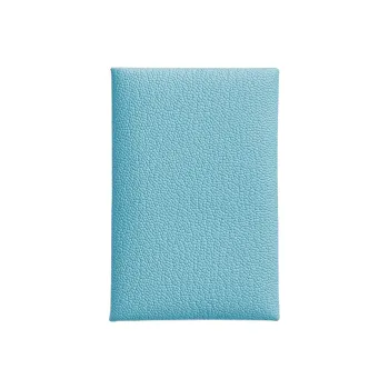 HERMES Calvi Mysore Goat Skin Card Holder Women's U2 Bleu Zephyr And Breeze Blue