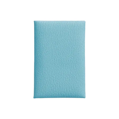 HERMES Calvi Mysore Goat Skin Card Holder Women's U2 Bleu Zephyr And Breeze Blue