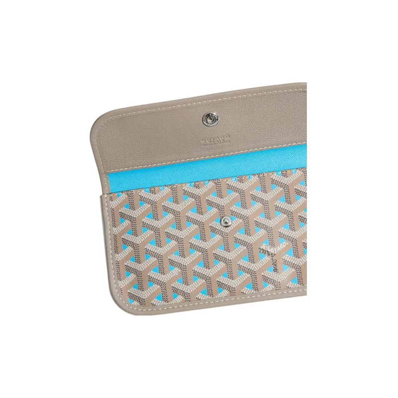 GOYARD Saint Louis Canvas With Leather Combo Tote Bag One Shoulder Handbag Small Size Unisex Elephant Gray/Turquoise-3