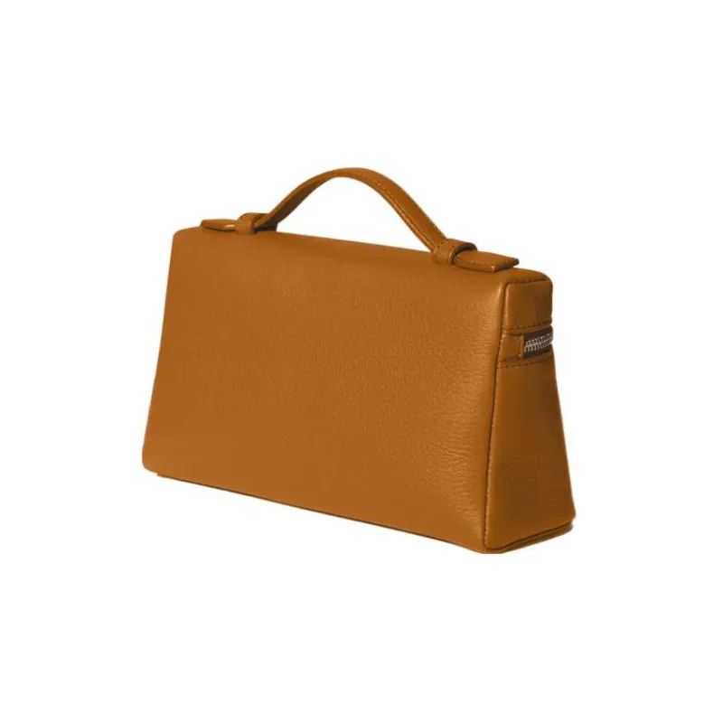 Loro Piana ExtraPocket Leather Small Square Makeup Bag Handbags Shoulder Bags Women's Deep Jungle/Orange-1