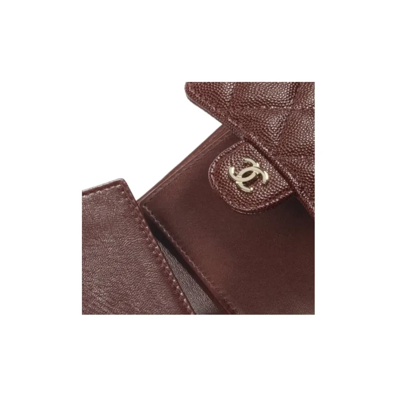 CHANEL Classic Flap CF Cow Leather Wallet Women's Burgundy-3