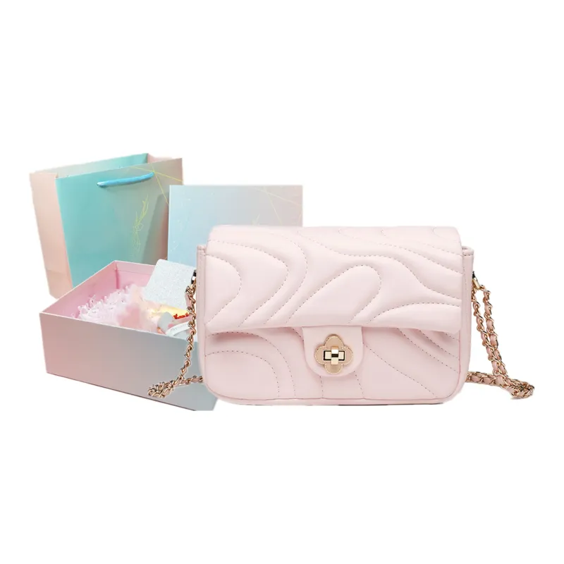 NOMK PU Chain Bag, Shoulder Bag, Crossbody Bag Women's Beige/Pink/Black-4
