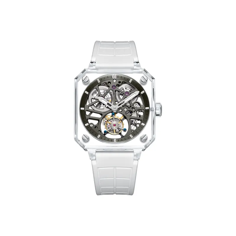 ZBIOLAND Automatic Mechanical Movement Rubber Strap Watch Unisex Cut-Out Dial ZBL8800-3