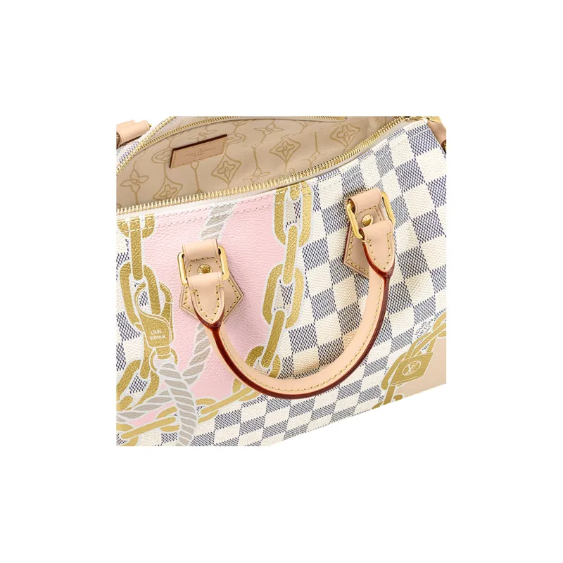 LOUIS VUITTON Speedy Coated Canvas With Leather Pillow Bag Crossbody Handbag 25 Women's White-5