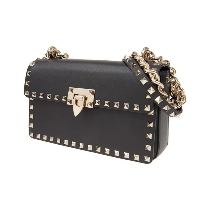 Valentino Leather Portable Crossbody Bag, Shoulder Bag Women's Black-1
