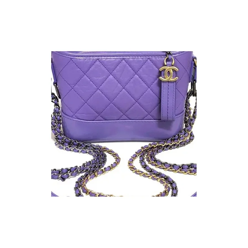 CHANEL Gabrielle Calfskin Hobo Bag, Handbag, Shoulder Bag, Crossbody Bag Trumpets Women's Purple-6