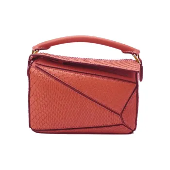 LOEWE Puzzle Cow Leather Puzzle Bag Shoulder Bag Crossbody Bag Handbag Small Size Women's Red