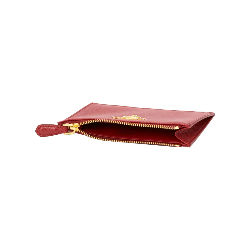 PRADA Leather Wallets Card Holders Women's Red-3