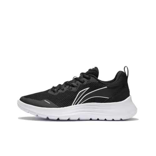 LiNing Anti Slip And Wear Resistant Breathable Low Top Casual Running Shoes Women's Black White