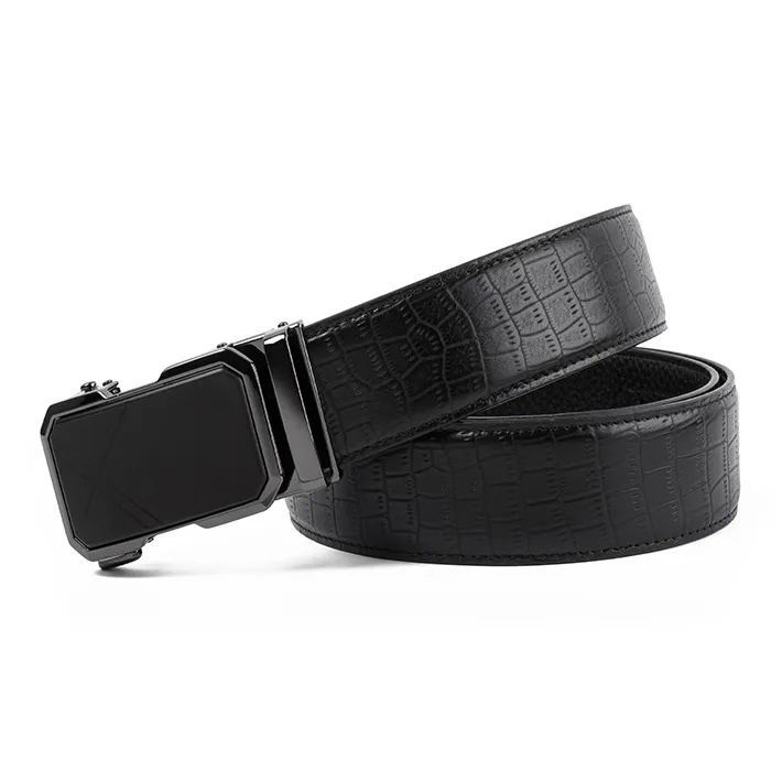 GXG Crocodile Embossed Top Grain Cow Leather Leather Belts Men's Width  3.5cm Box-1