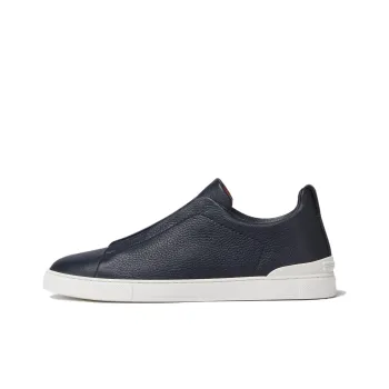 Ermenegildo Zegna Deerskin Triple Stitch Navy Blue