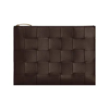 Bottega Veneta Leather Clutch Medium Size Women's Brown