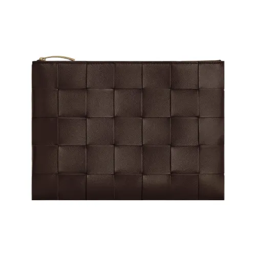 Bottega Veneta Leather Clutch Medium Size Women's Brown