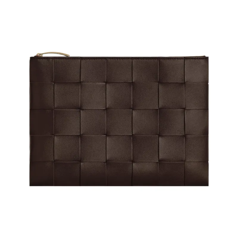 Bottega Veneta Leather Clutch Medium Size Women's Brown-0