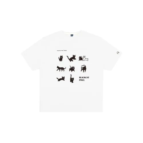 Black cat Pixel Unisex T-shirt