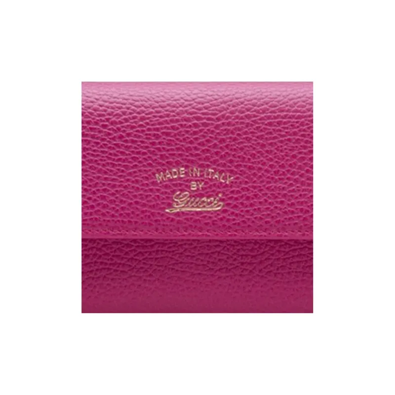 GUCCI Cow Leather Wallet Women's Rose Red-4