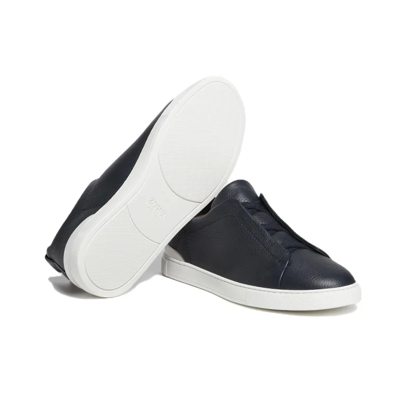 Zegna Deerskin Triple Stitch Navy Blue-4