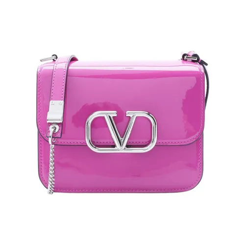 Valentino Rockstud Patent Leather Messenger Bag Crossbody Bag Shoulder Bag Women's Rose Pink