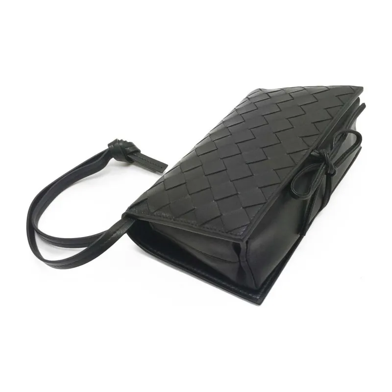 Bottega Veneta Leather Small Square Bag Shoulder Bag, Crossbody Bag Women's Black-2
