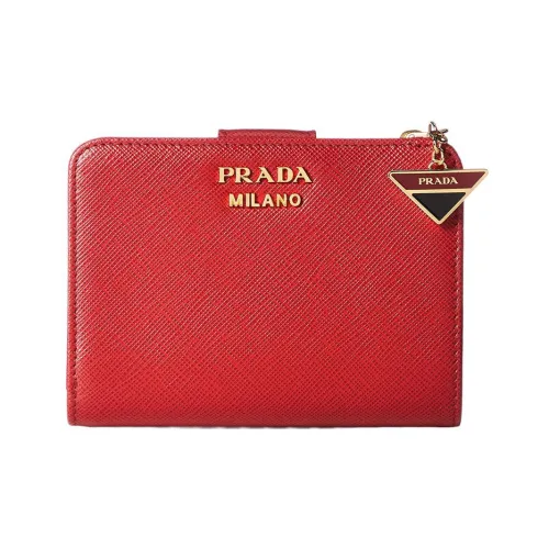 PRADA Cow Leather Wallet Regular Women's Red