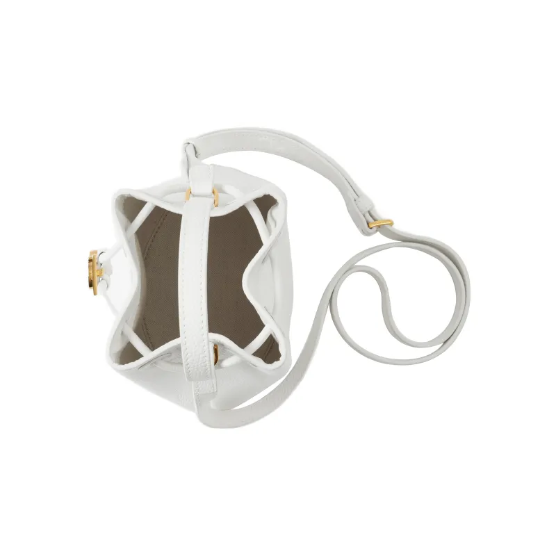 Burberry Calfskin Bucket Bag Handbag Shoulder Bag Crossbody Bag Mini Women's White-3
