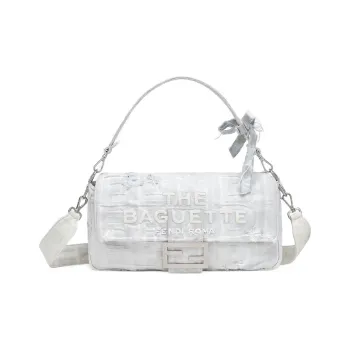 FENDI Marc Jacobs Collaboration Baguette Denim Portable Crossbody Bag, Shoulder Bag Women's White