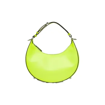 FENDI Fendigraphy Cow Leather Shoulder Bag Handbag Shoulder Bag Small Size Women's Neon Yellow