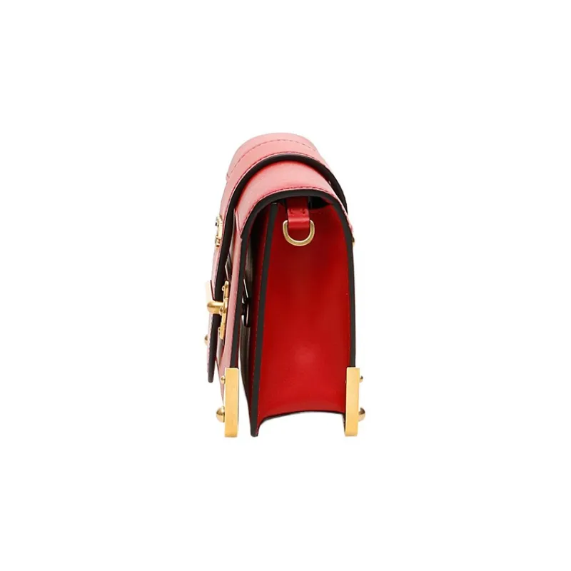 PRADA Calfskin Crossbody Bag Shoulder Bag Women's Red-1