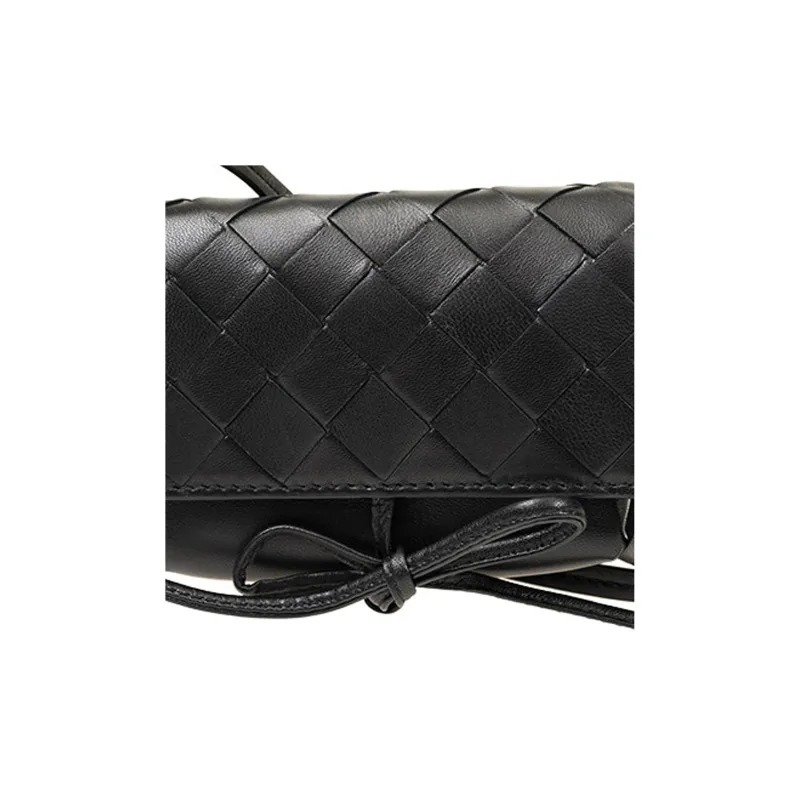 Bottega Veneta Intreccio Woven Lambskin Shoulder Bag, Crossbody Bag Women's Black-4