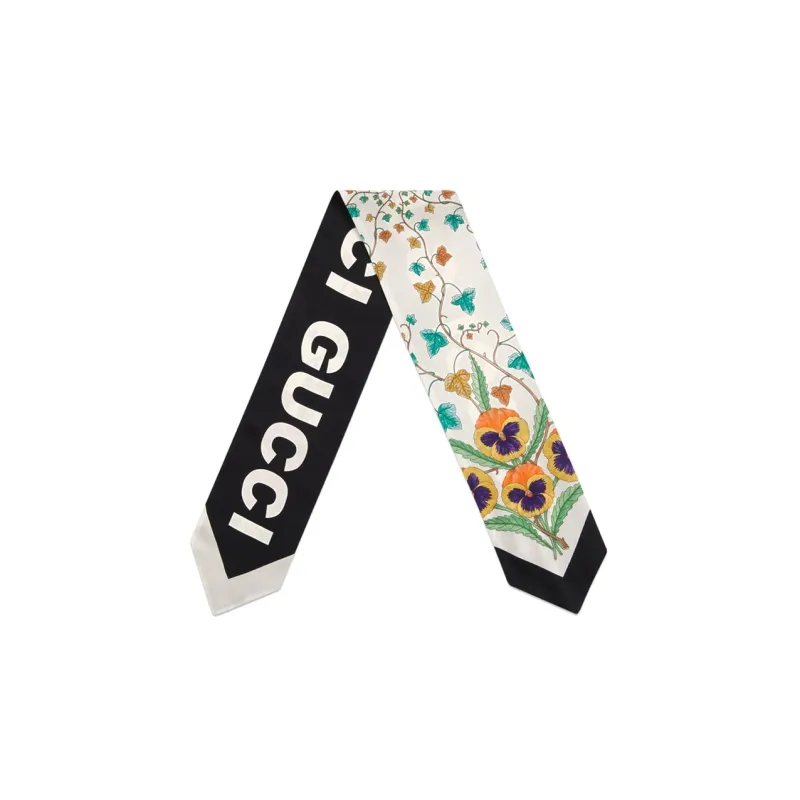 GUCCI Silk Scarves Women's Beige/Black-1