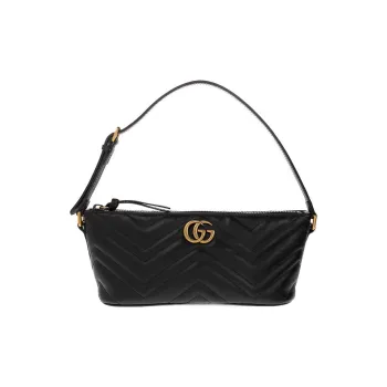 GUCCI GG Marmont Leather Handbag Shoulder Bag Women's Black
