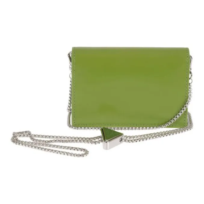 PRADA Calfskin Shoulder Bag Crossbody Bag Wallets Women's Green-4