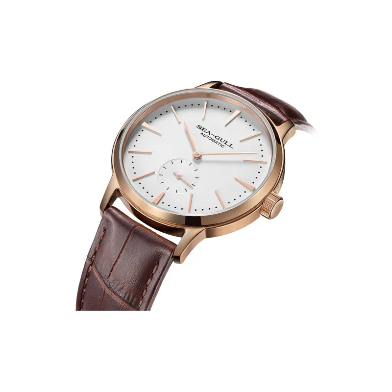 Sea Gull National Collection Automatic Mechanical Movement Genuine Leather Strap Watch Men's Watches White Dial-1