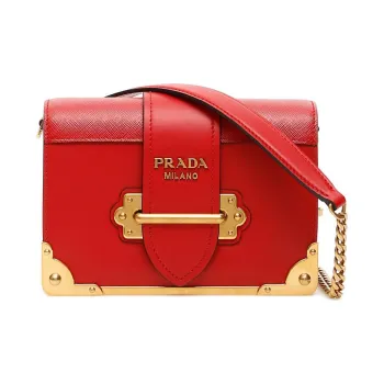 PRADA Calfskin Crossbody Bag Shoulder Bag Women's Red