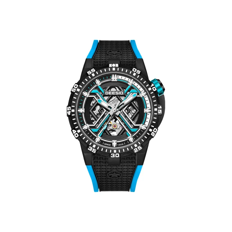 DEESIO Xingji Gate Collection Automatic Mechanical Movement Rubber Strap Watch Men's Watches Cut Out Dial-8