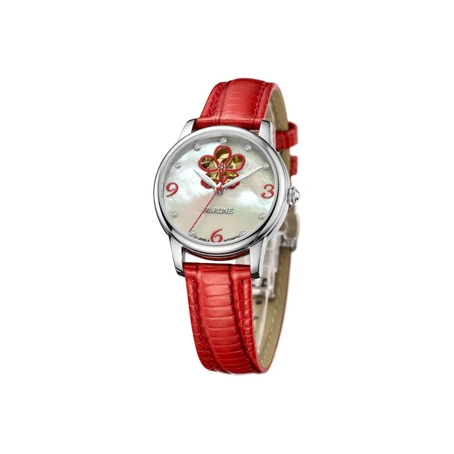 RARONE Mechanical Movement Genuine Leather Strap Watch Women's Watch Mother-of-Pearl Color Watch Dial-5