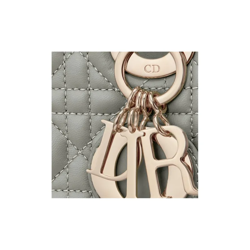DIOR Lady Dior Sheepskin Dior Bag Shoulder Bag Crossbody Bag Handbag Mini Women's Gray-4